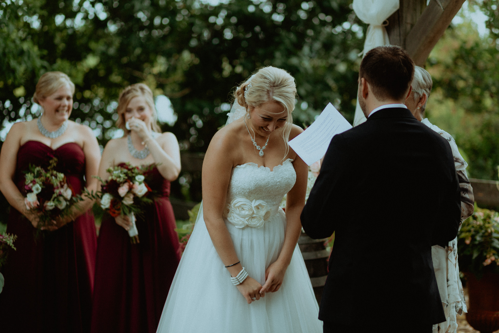 laughing bride wedding vows peterborough photography