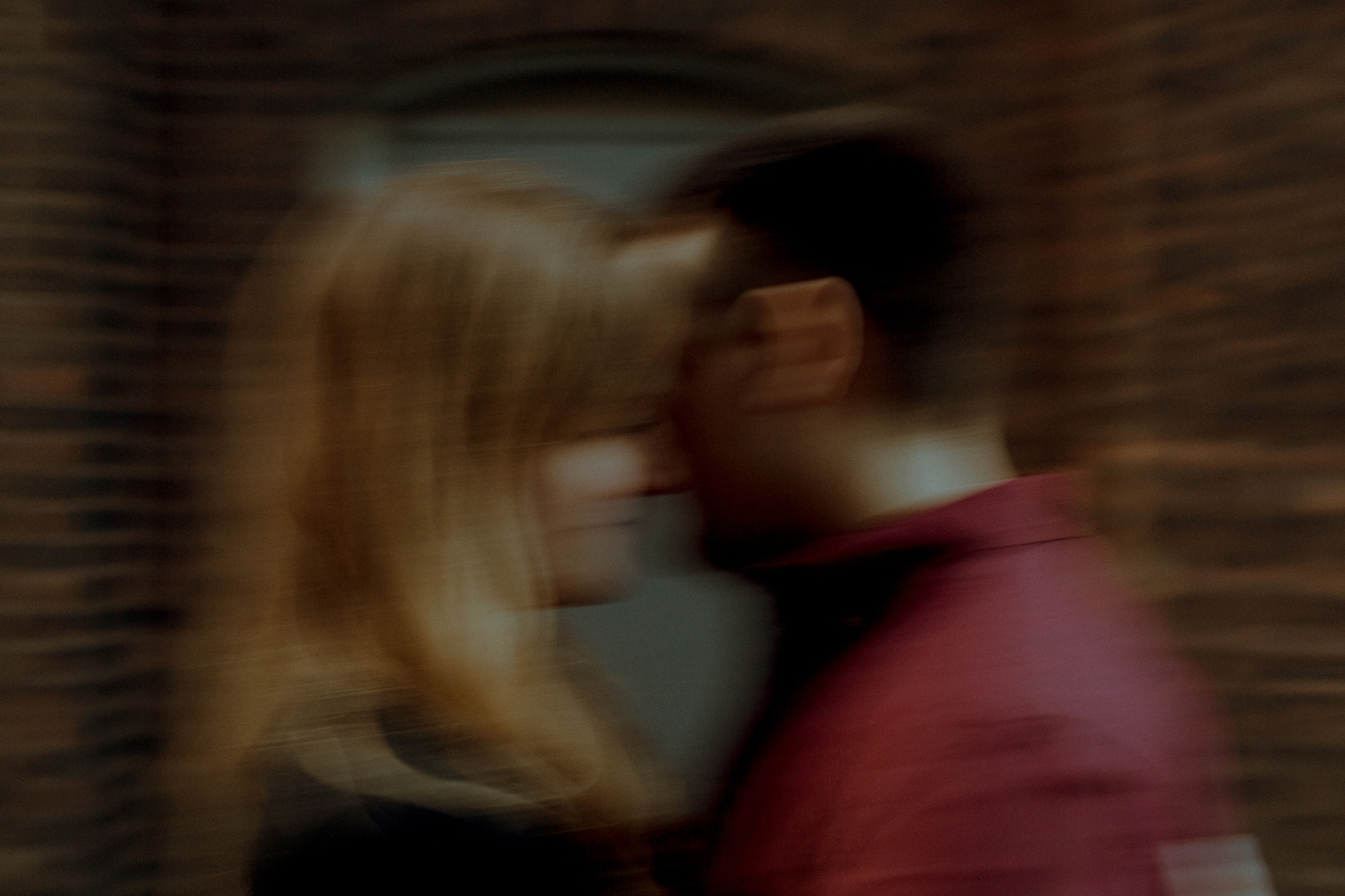 creative motion blur photo of couple holding each other close