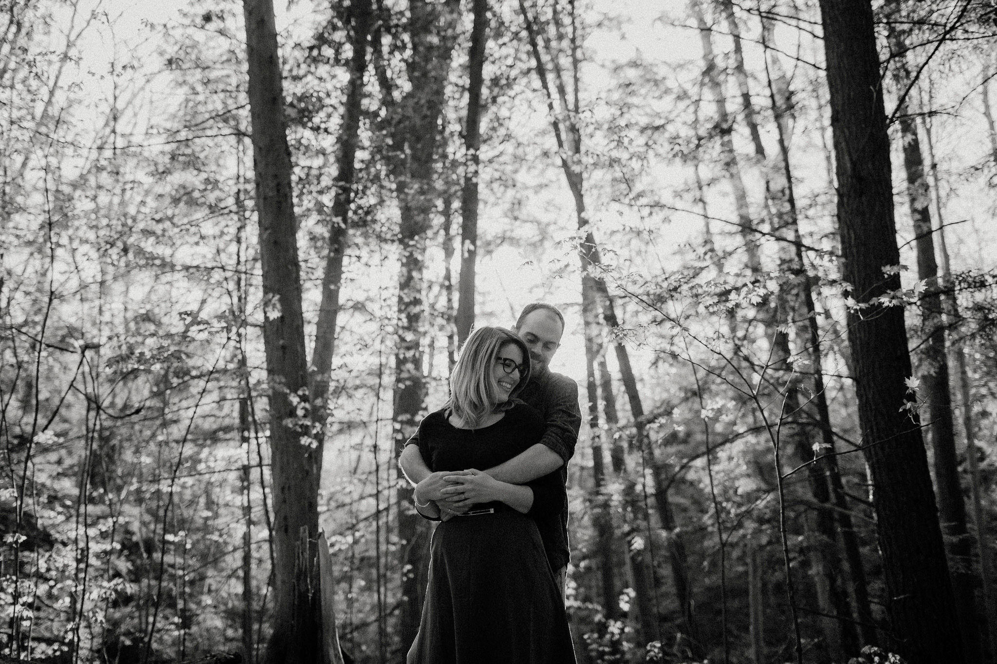 Happiness with a forest background, different engagement pictures