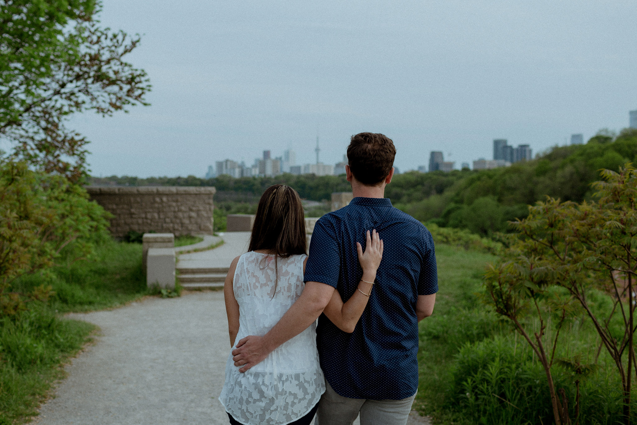 Evergreen Brickworks view of CN Tower engagement shoot